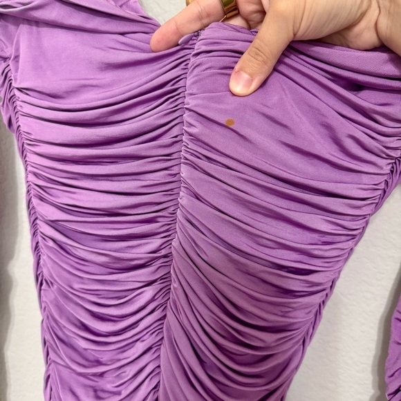 Giuseppe Di Morabito Purple Ruched Off The Shoulder Purple Mini Dress Size 42/M - Picture 9 of 16